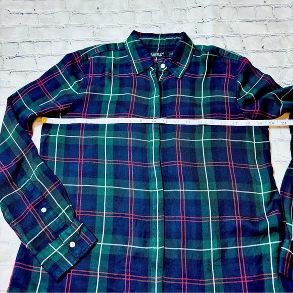 Lauren Ralph Lauren Women's Black Label Size M Tartan Plaid Button Down Shirt - Picture 7 of 11